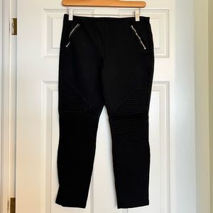 Francesca’s Collections Black Stretchy Moto Ponte Pants Size Large